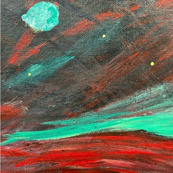 Storm in The Night Custom art Black Red Blue White Yellow Green 11x14 - Picture 3 of 5